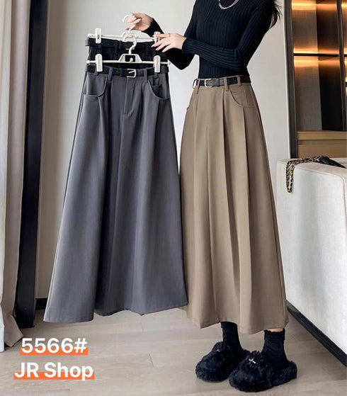 Elegant Vintage Hem Pleated Skirts With Belt